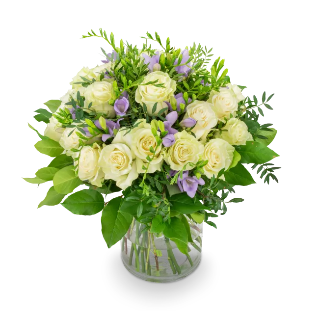 Bouquet of roses with freesia